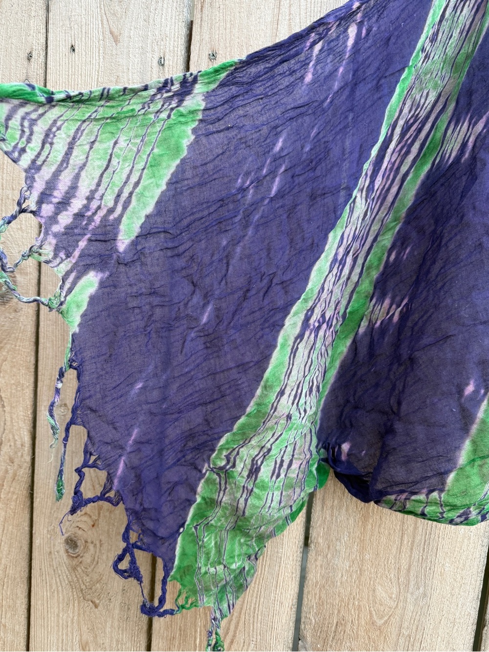 Large oversized Lightweight Tie-Dye Women's Top in Purple and Green wrap scarf